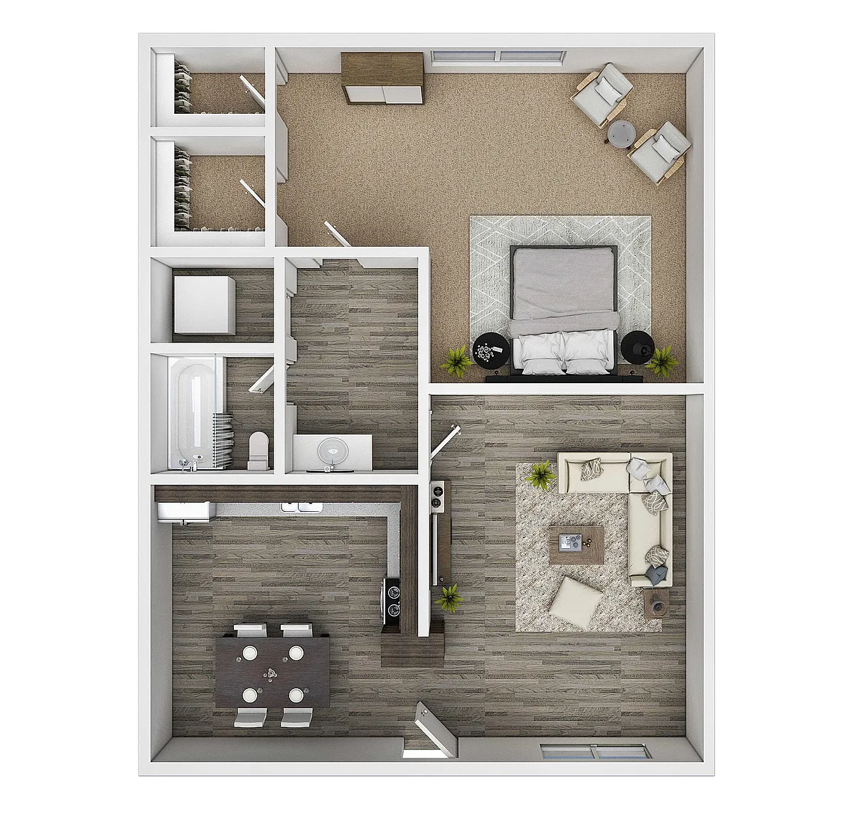 Floor plan One Bedroom East - Renovated