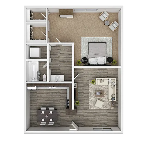 Floor plan One Bedroom East - Classic