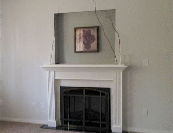Fireplace in livingroom; new carpeting