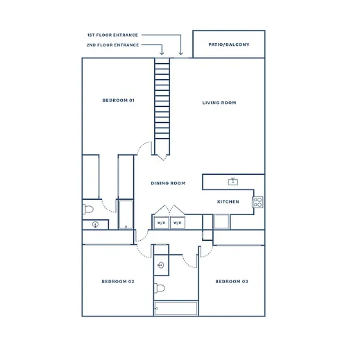 Floor plan 3 bed, 2 Bath - C1 (Camino Real)