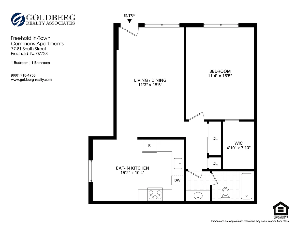 Floor plan One Bedroom 1 bath