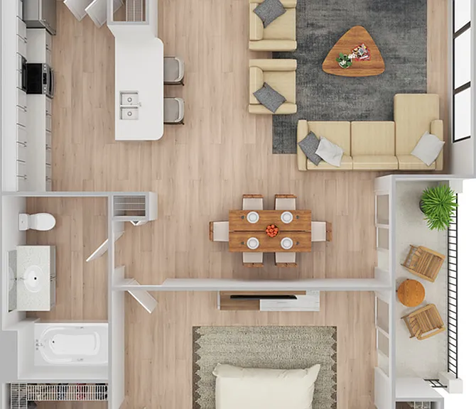 1 Bedroom | 1 Bath | 722 SF | Renovated 1 Bedroom | 1 Bath | 722 SF | Renovated