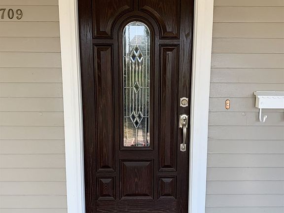 Beautiful front door with leaded glass