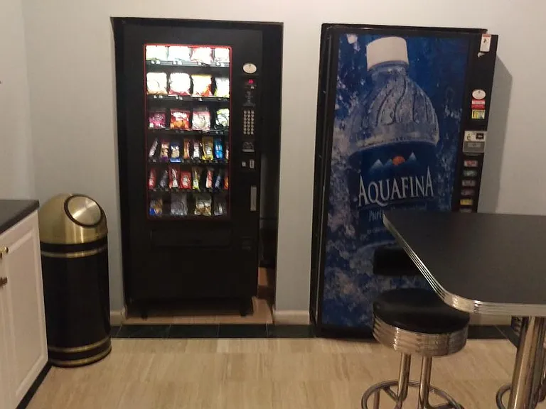 Vending machines on lobby level. CVS and 24/7 Walgreen's pha