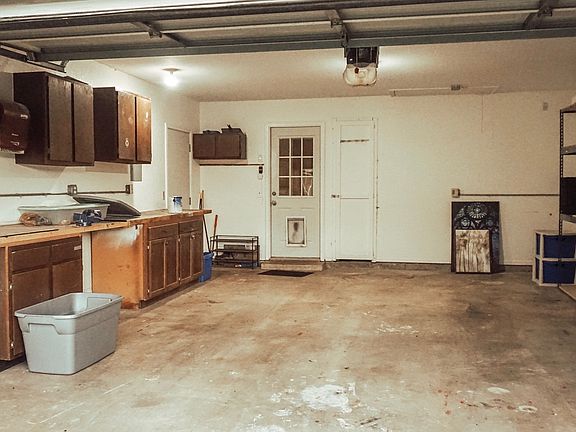 Garage with built in shelves