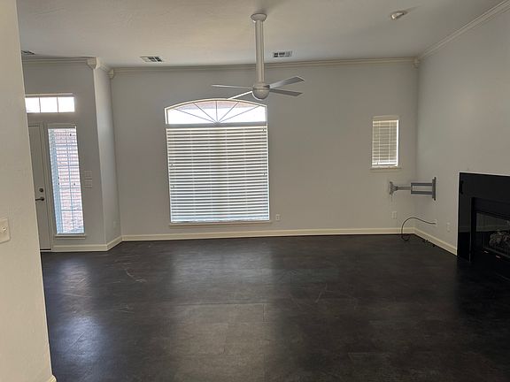 Living room with industrial ceiling fan