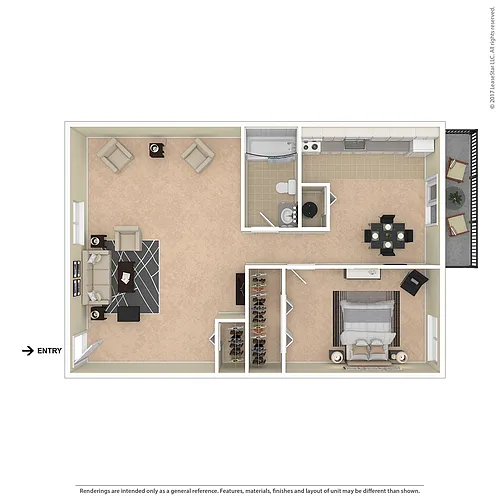Floor plan North Hills 1 Bedroom 1 Bath