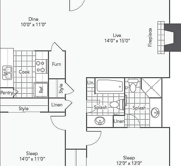 B3 | 2-Bedroom Floorplan B3 | 2-Bedroom Floorplan