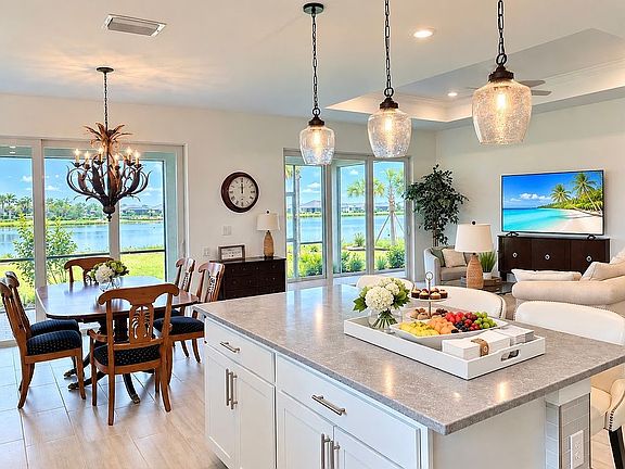 Bright kitchen Lake views