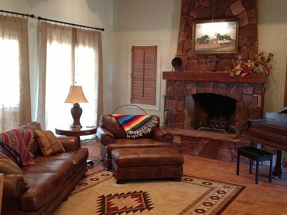 Native rock fireplace.