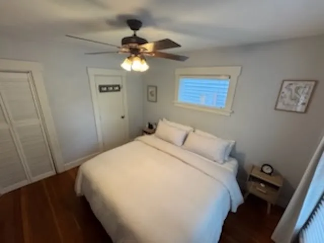 Main Room. Overhead fan. Can fit a King size bed