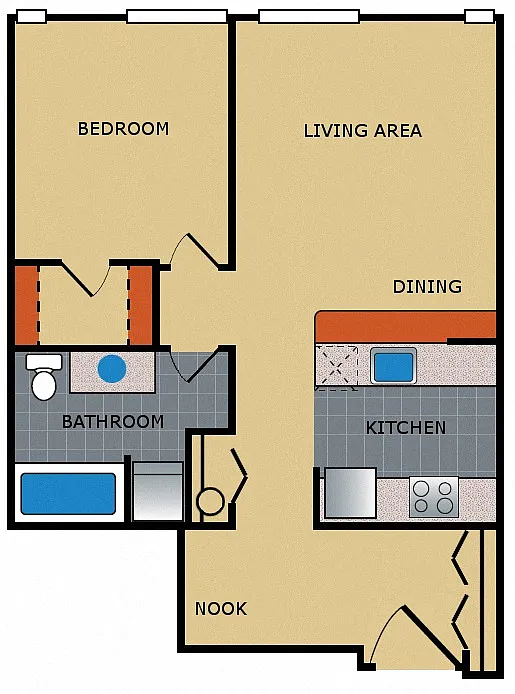 Floor plan Ellipse 1 Bedroom + Nook + Extra Storage