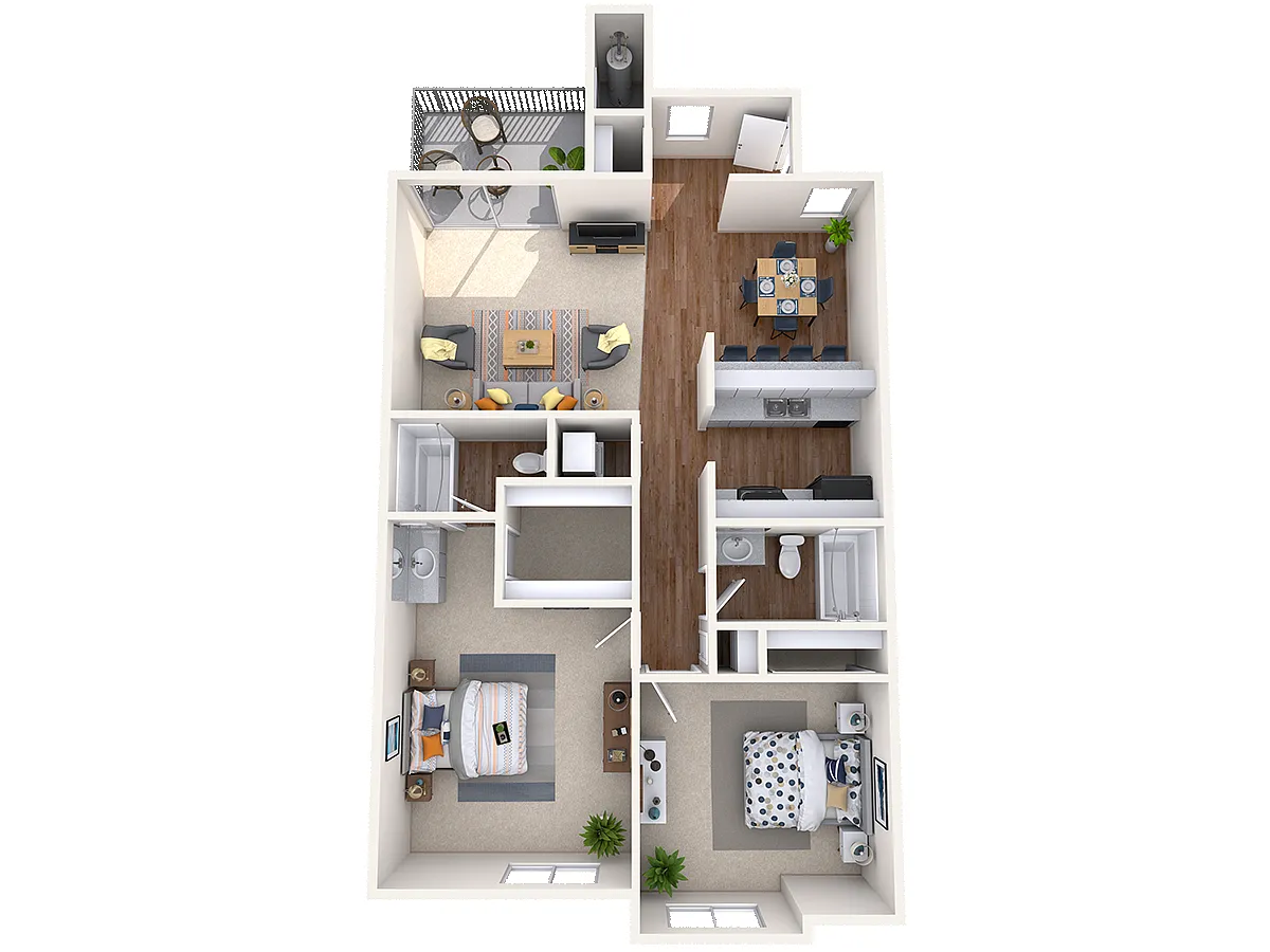 Floor plan 2 Bedroom - 2 Bath