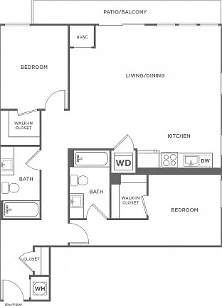 Two Bedroom Two Bath (1125 SF) Two Bedroom Two Bath (1125 SF)
