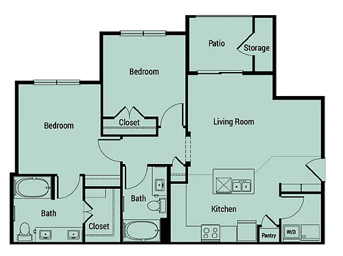 Floor plan Two-bedroom/two-bath