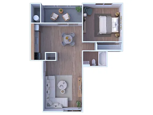 Floor plan 1 BR - 1 BTH