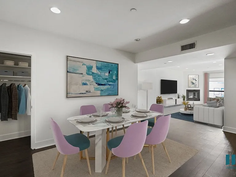 Dining Area with Hall Closet and Spacious Living Room
