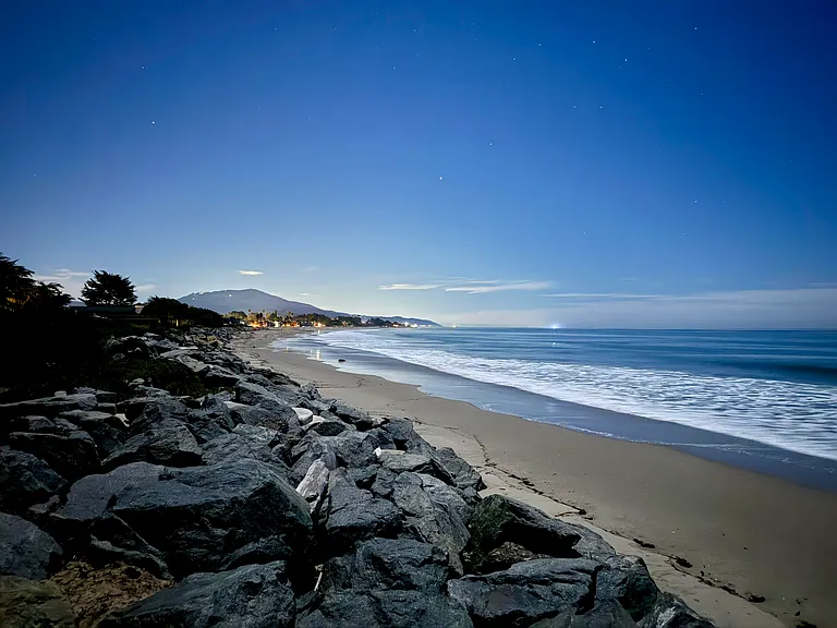 Moonlit beach view