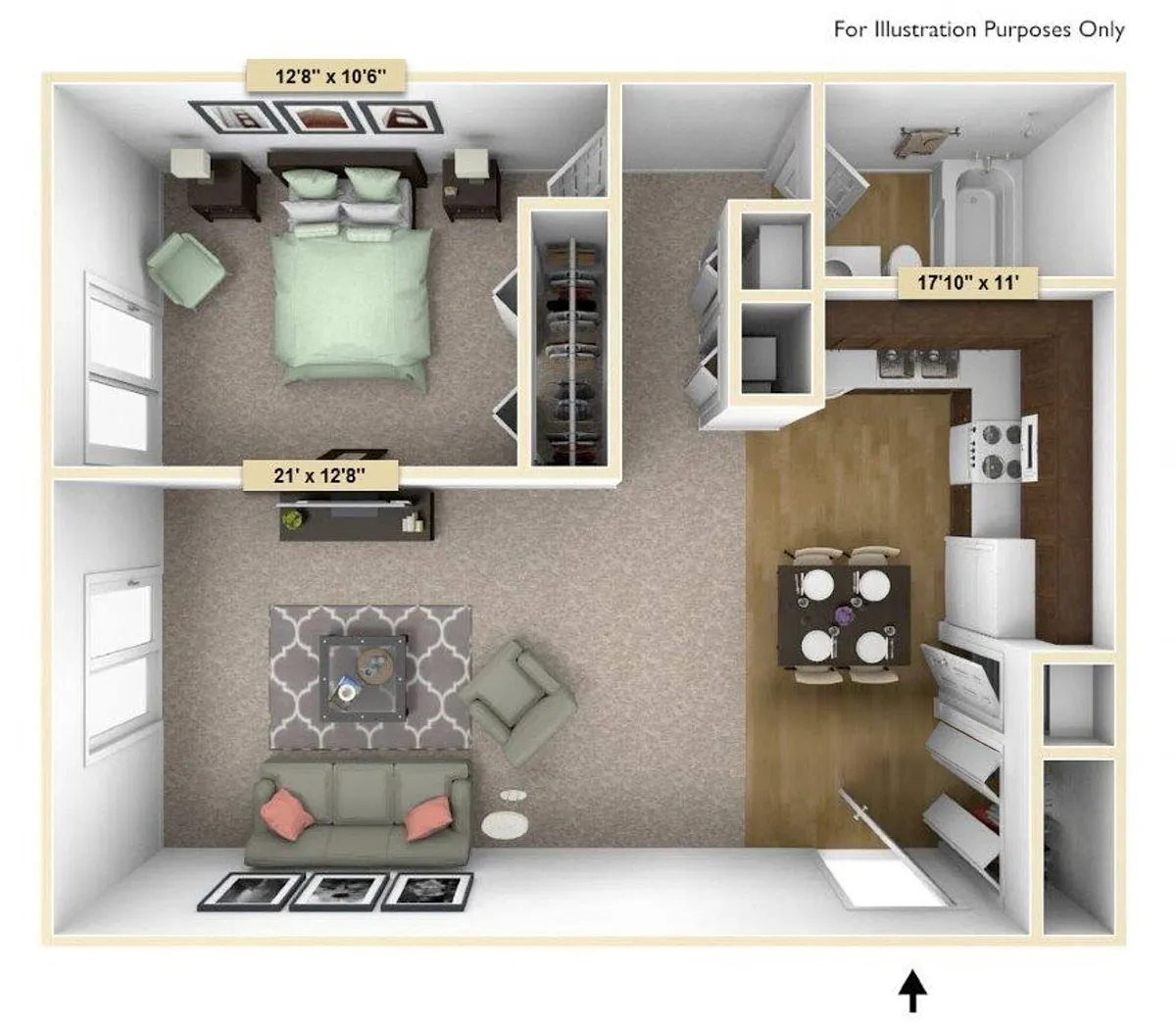 Floor plan One Bedroom Crescent