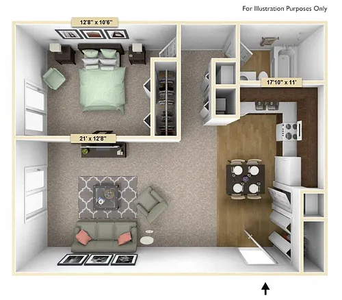 Floor plan One Bedroom Crescent