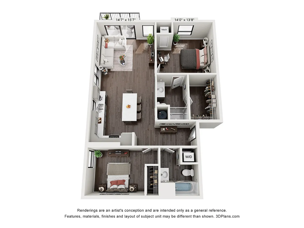 Floor plan 2 Bedroom ADA