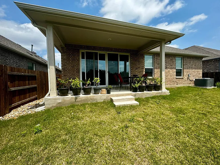 Backyard and covered porch