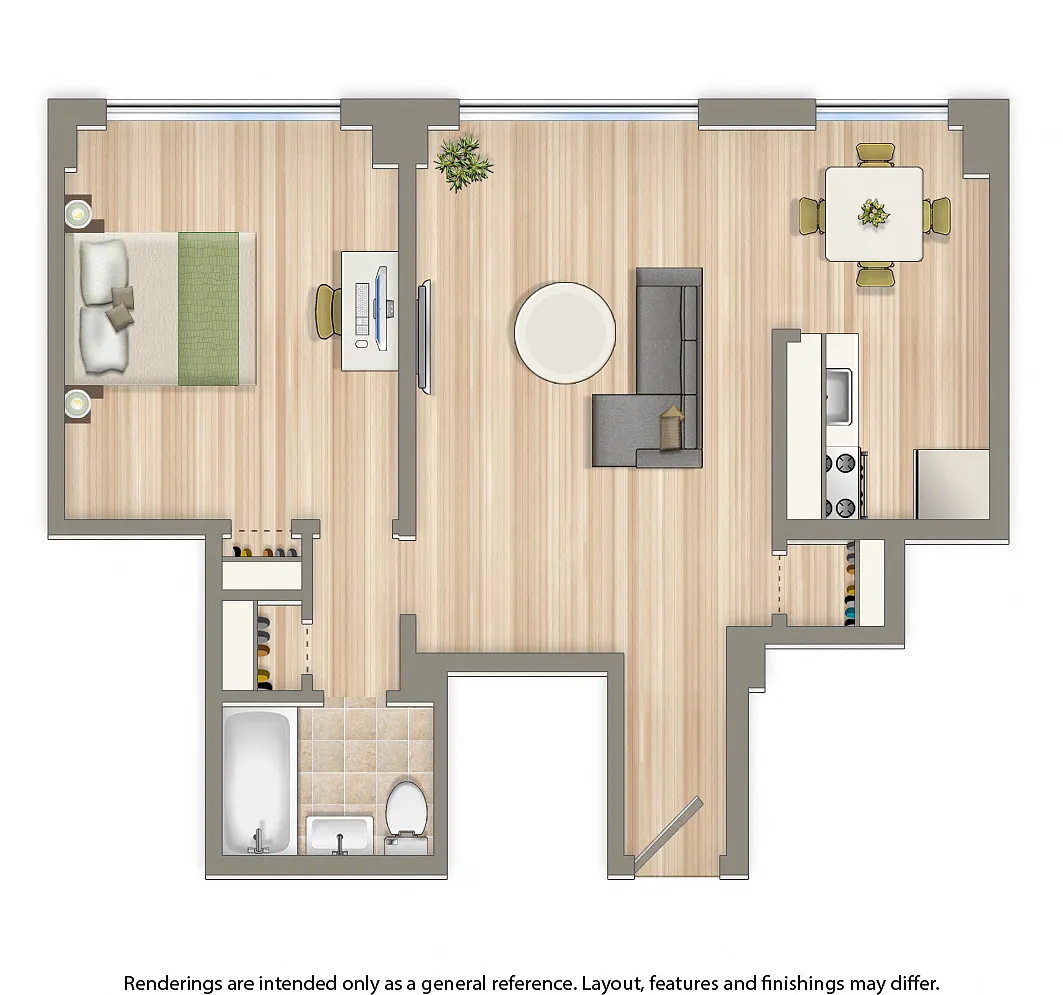 Floor plan 1 Bedroom B