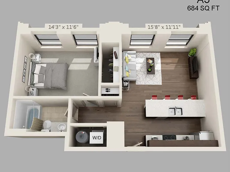 One Bed One Bath 684 sqft One Bed One Bath 684 sqft