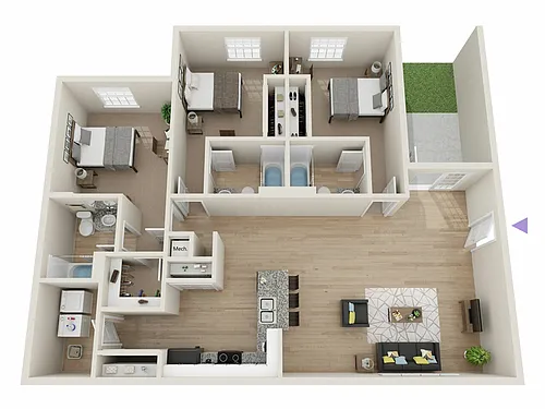 Floor plan 3 Bedroom / 3 Bathroom (C1)