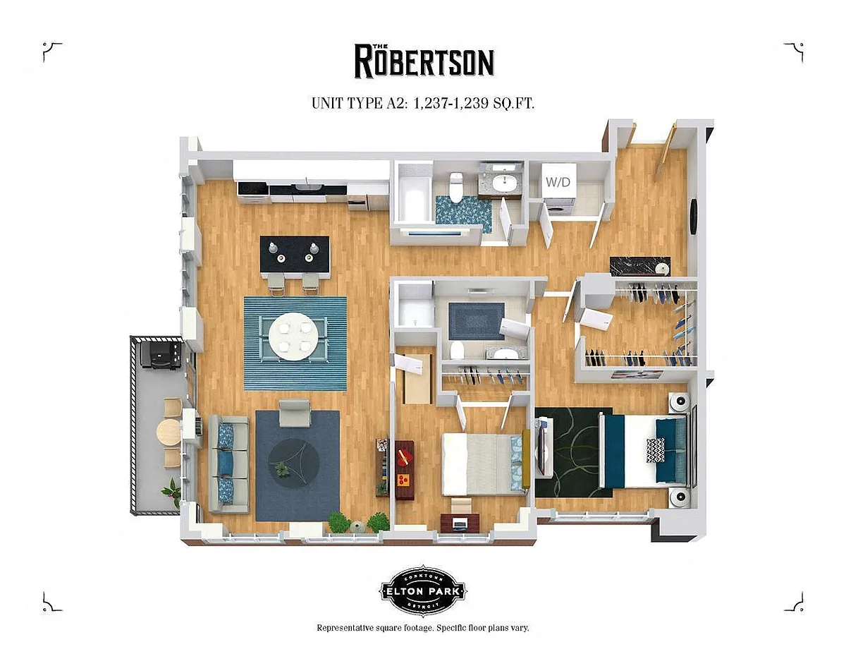 Floor plan The Robertson - 2 Bed 2 Bath