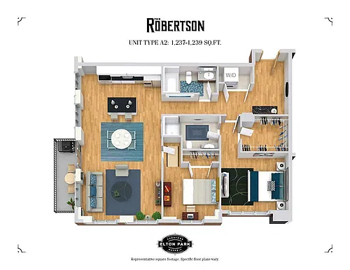Floor plan The Robertson - 2 Bed 2 Bath