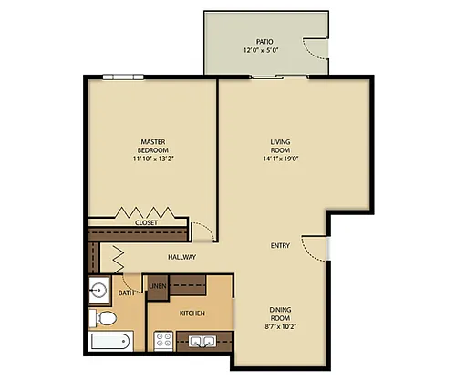 Floor plan 1 Bedroom + 1 Bathroom