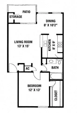 Floor plan 1 Bedroom / 1 Bath - 705