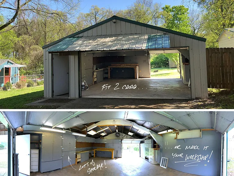 Looking inside the 700sqft garage/workshop with so much storage and a bonus fridge has just been added!