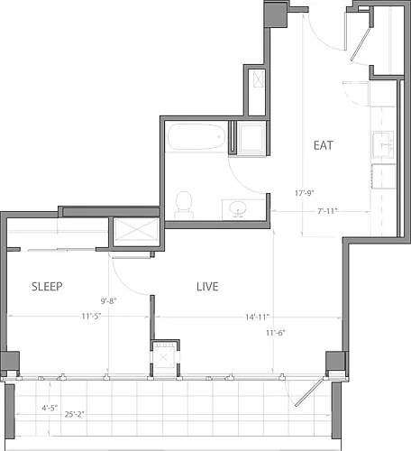 Floor plan Penthouse B with Deck