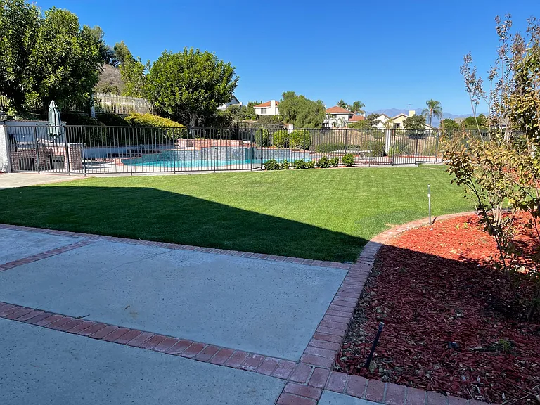Spacious back yard & fenced pool area