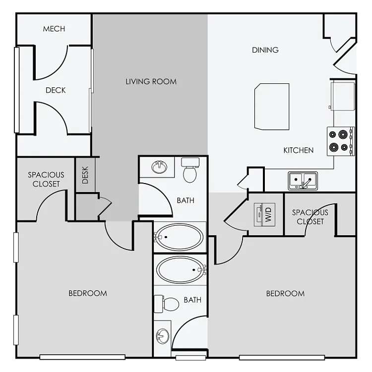Floor plan B1 - 2 Bedroom, 2 Bathroom