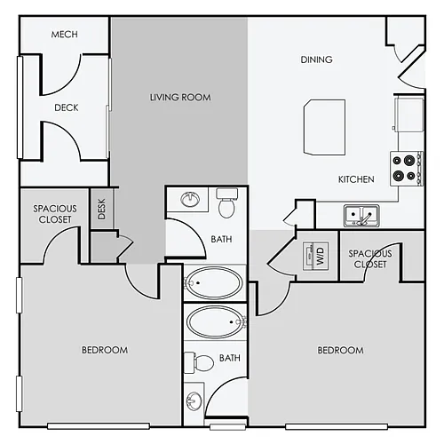 Floor plan B1 - 2 Bedroom, 2 Bathroom