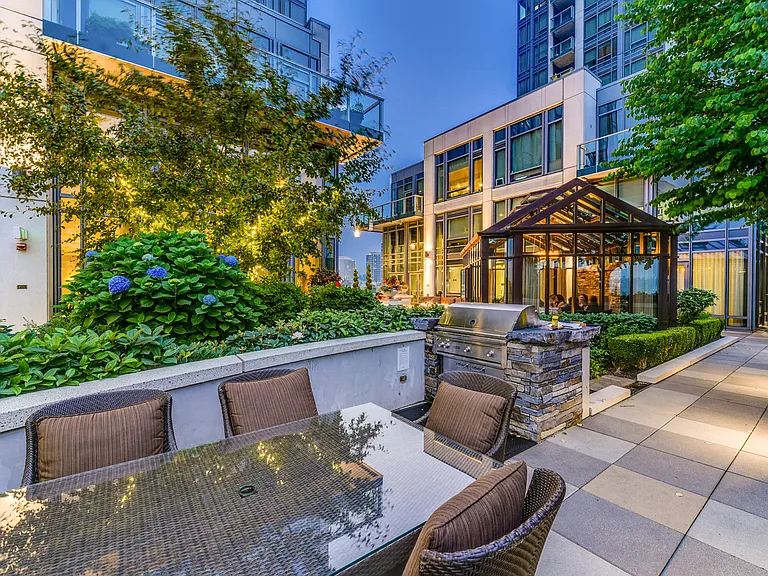 Grills and outdoor dining area in the Terrace Garden