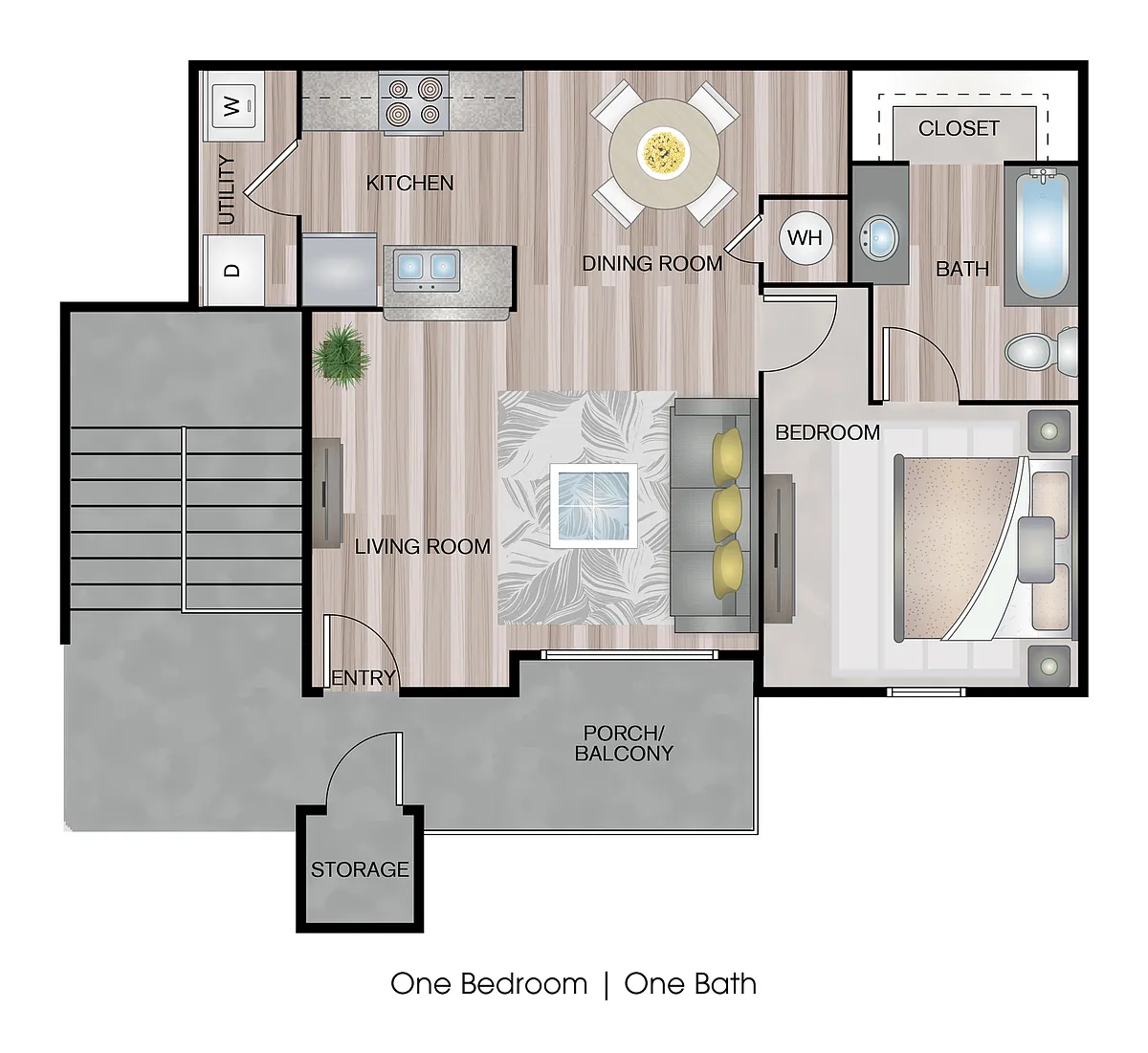 Floor plan 1 Bedroom / 1 Bathroom