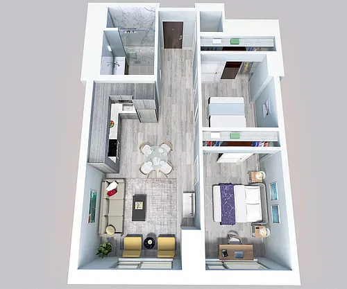 Floor plan 2 Bed, 1 Bath C