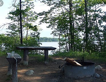 Island for camping on lake. 