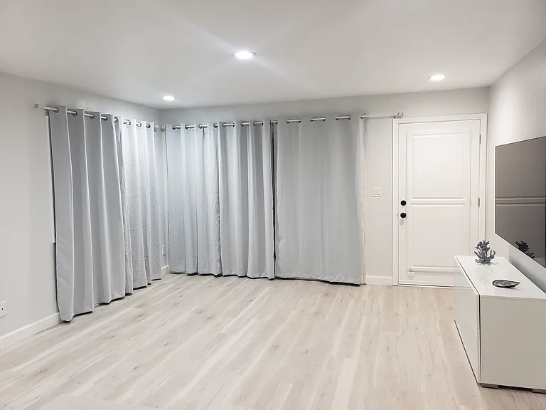 closed curtains and closed window on double door, for complete privacy and very quiet