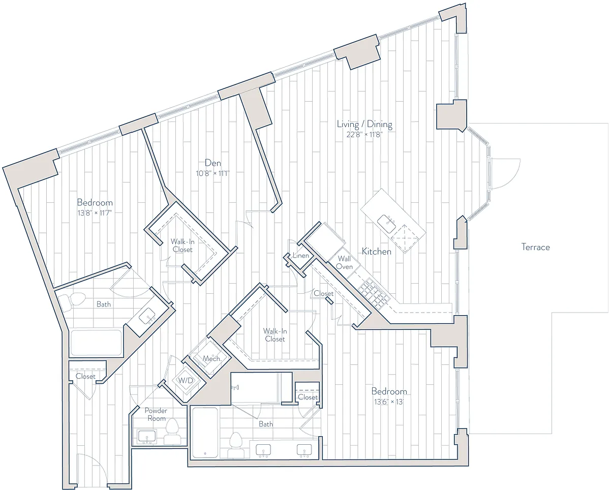 Floor plan 2 Bed/2.5 Bath Den-F2-c