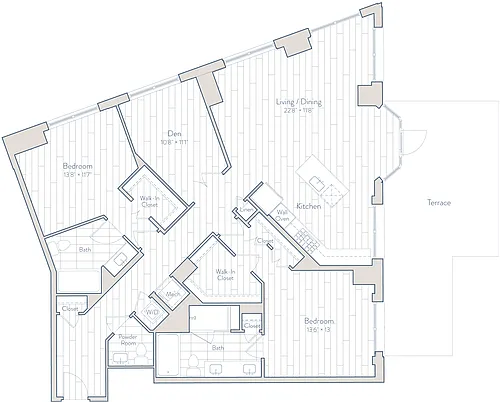 Floor plan 2 Bed/2.5 Bath Den-F2-c