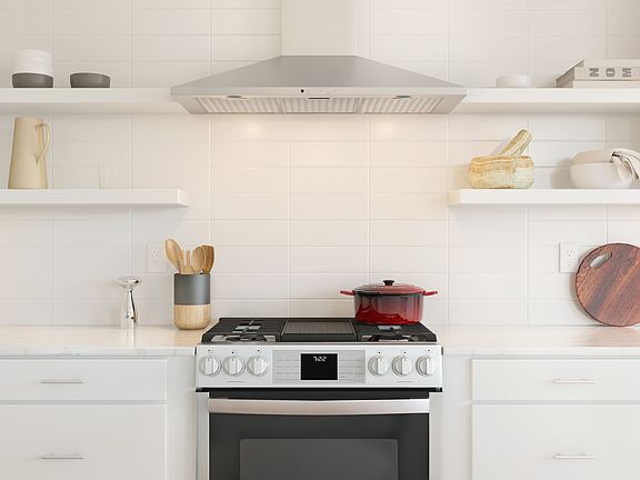Subway tile backsplash in kitchen