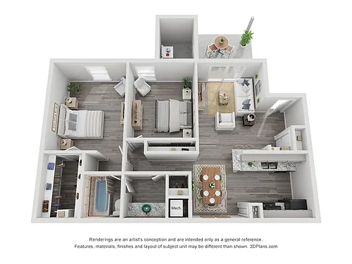 Floor plan 2x1B Renovated 875 sq ft