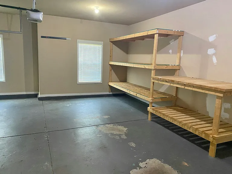 Garage with shelving