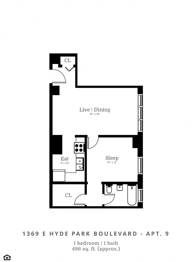 Floor plan 1 Bed | 1 Bath (B1)