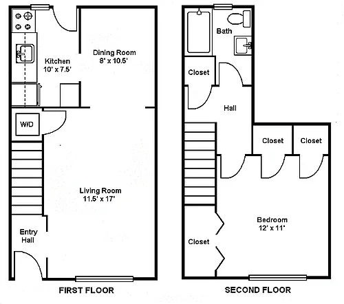 Floor plan 1-Bedroom Townhouse